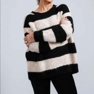 Striped Black and Cream Women's Sweater